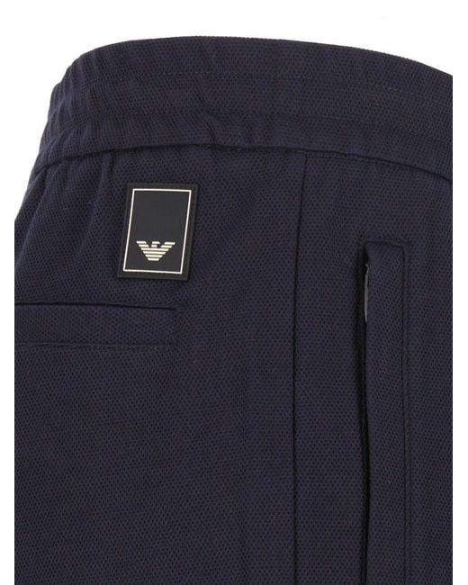 Emporio Armani Blue Elastic-Waist Athletic Pants for men