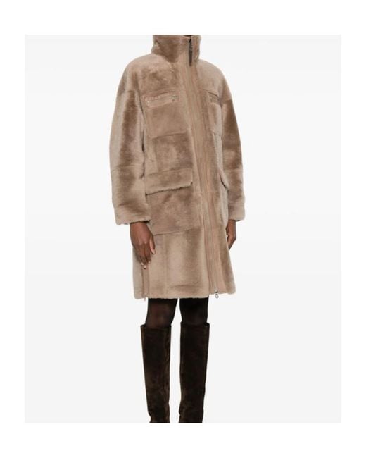 Brunello Cucinelli Natural Full-Zip Fur Coat