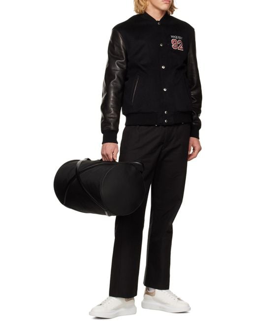 McQueen Black Logo Embroidered Buttoned Jacket for men