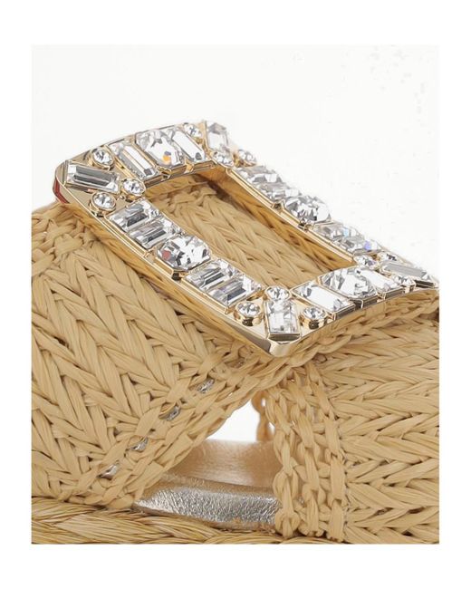 Roger Vivier Brown Embellished Platform Mules