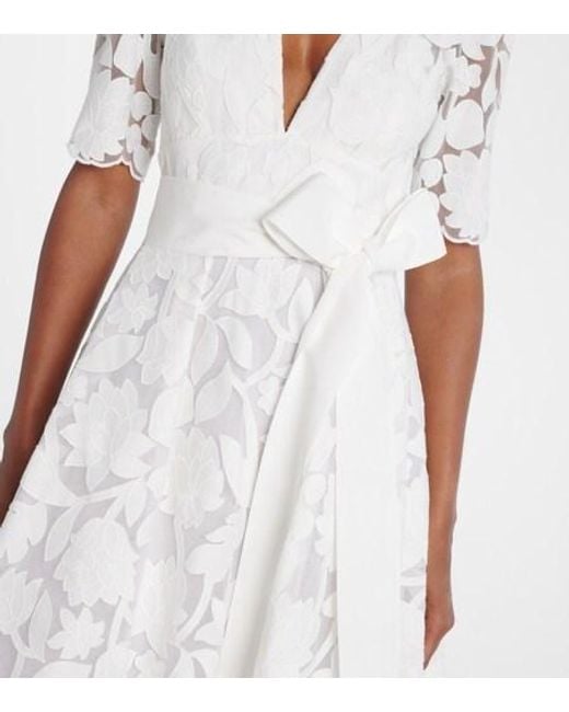 Elie Saab White Embroidered Floral Gown