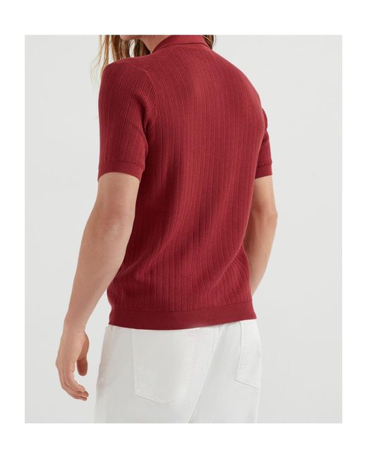 Brunello Cucinelli Red Cotton Polo Shirt for men