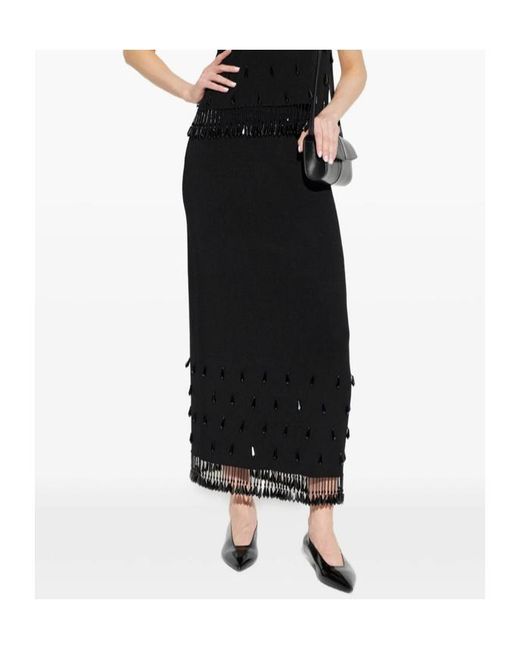 By Malene Birger Black Fringed Skirt