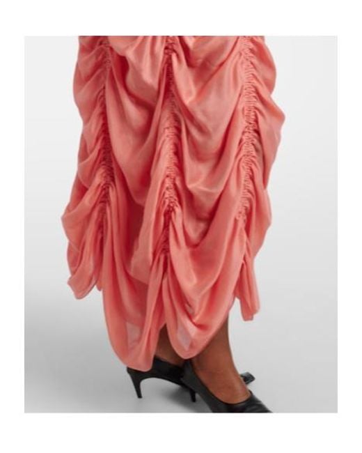 Khaite Pink Judith Ruched Voile Cocktail Dress