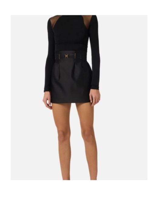 Elisabetta Franchi Black Strap Detail Mini Skirt