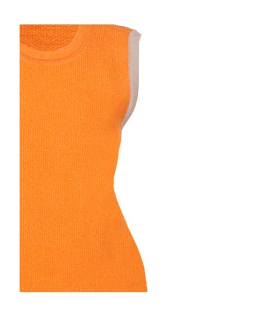 Jacquemus Orange Sorbetto Contrast-Trim Knitted Mini Dress