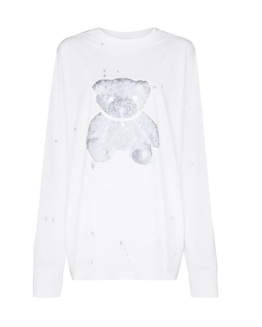 we11done White Teddy Bear Cotton Sweatshirt