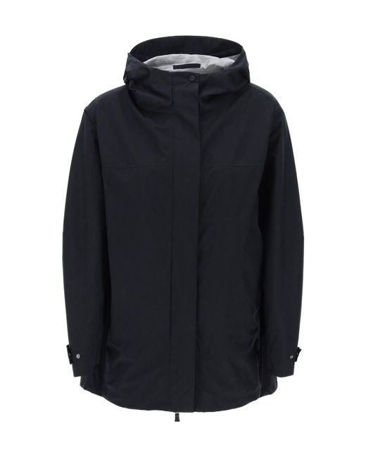 Herno Blue Straight Hem Hooded Jacket