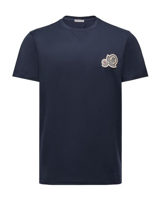 Moncler Blue Logo Patch Crewneck T-Shirt for men