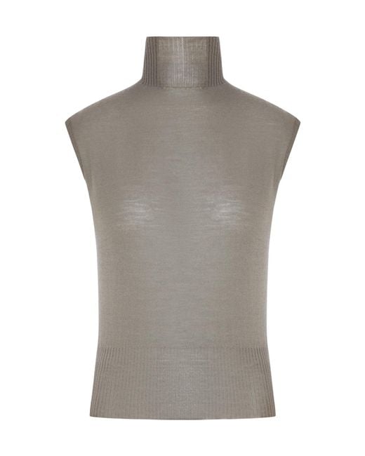 Rick Owens Gray Ribbed-Knit Sleeveless Top