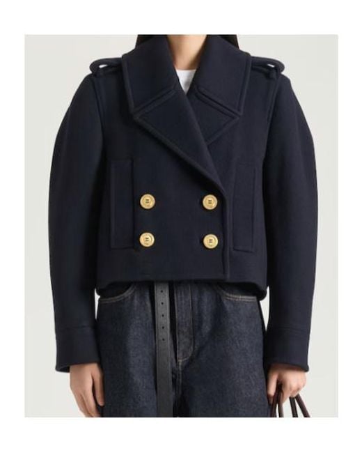 Givenchy Blue Double-Breasted Short Peacoat