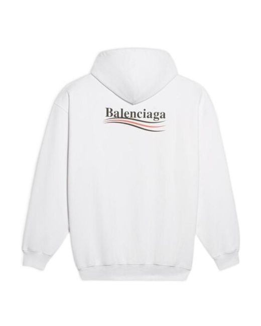 Balenciaga White Felpa Con Cappuccio Political Campaign Hoodie Large Fit Da Donna
