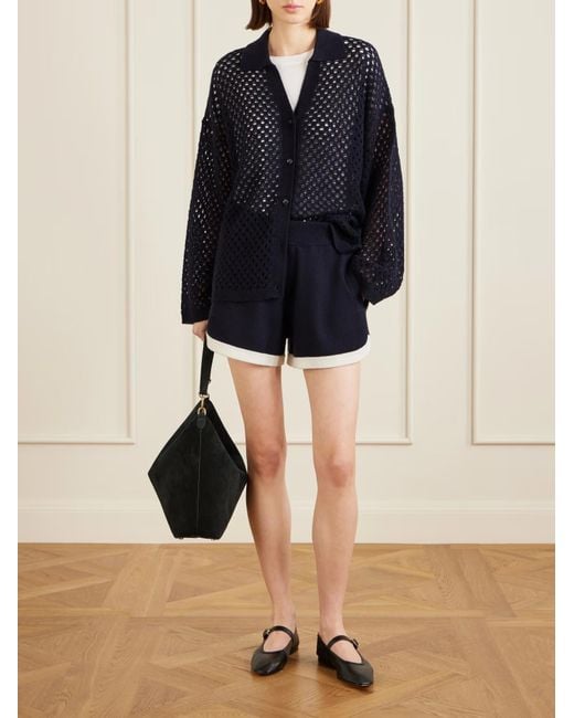 Allude Blue Openwork Knit Cardigan