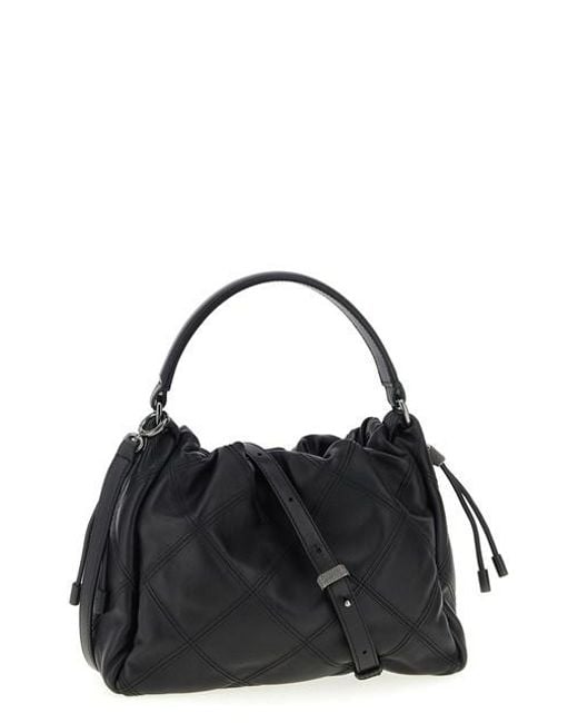 Brunello Cucinelli Black Bucket Mellow Small Handbag