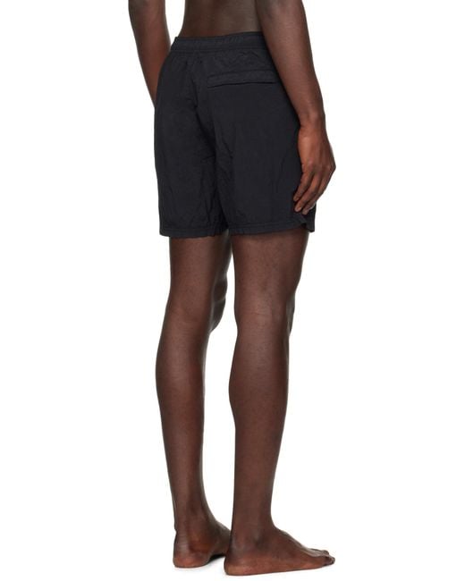 Stone Island Black Logo Patch Swim Shorts for men