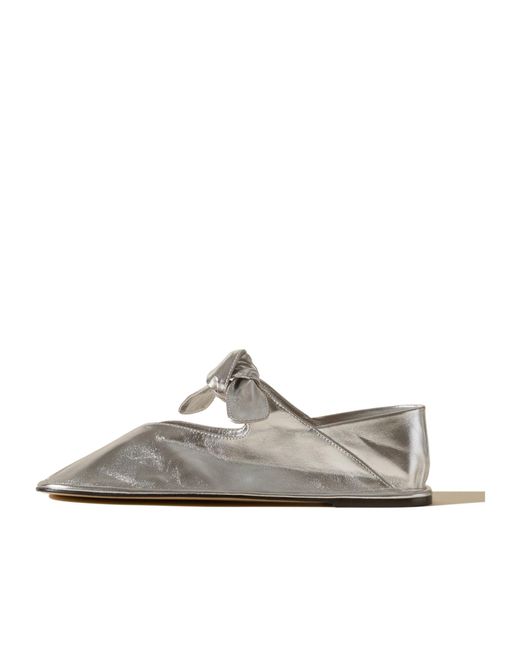 Hereu White Llasada Metallic Ballerina Shoes