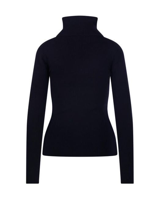 Victoria Beckham Blue Half-Zip Sweater