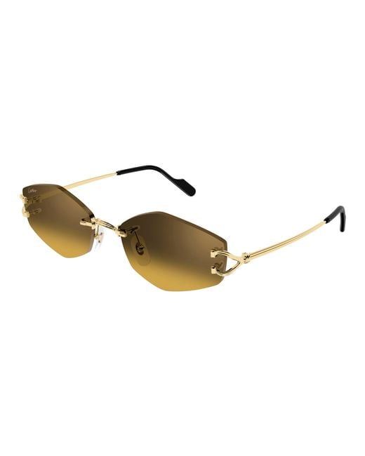 Cartier Yellow Rimless Irregular-Shape Sunglasses for men