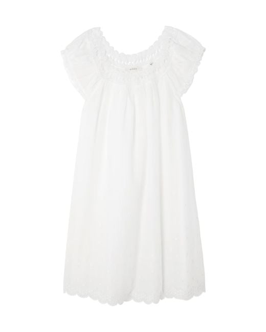 Doen White Trimmed Organic Cotton-Voile Mini Dress