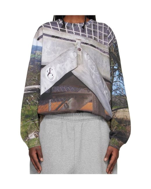 STEFAN COOKE Gray Country View Long-Sleeve T-Shirt