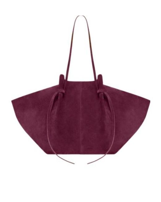 Yuzefi Purple Large Mochi Knotted Suede Shoulder Bag