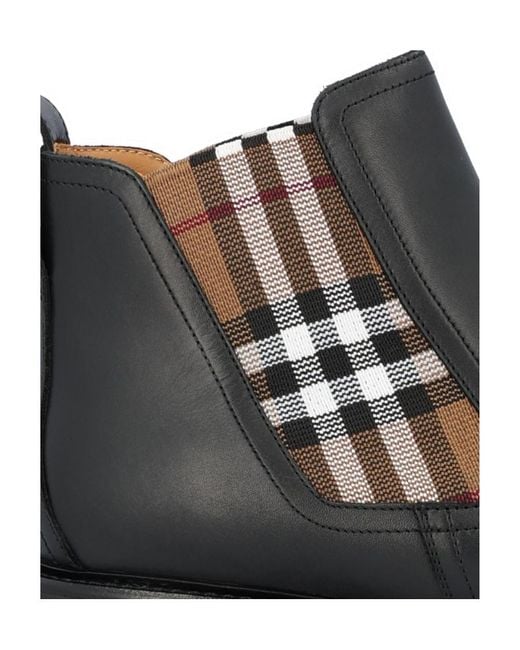 Burberry Black Check-Panelled Pull-On Ankle Boots for men
