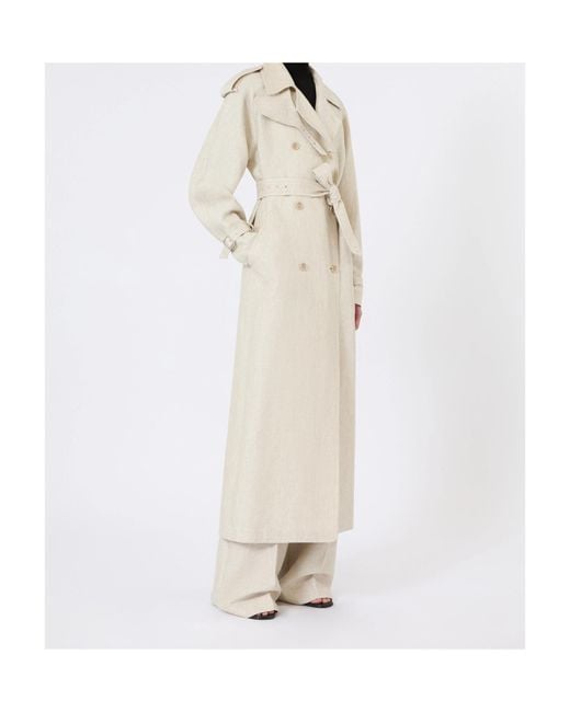 Max Mara White Pedaggi Double-Breasted Belted Trench Coat