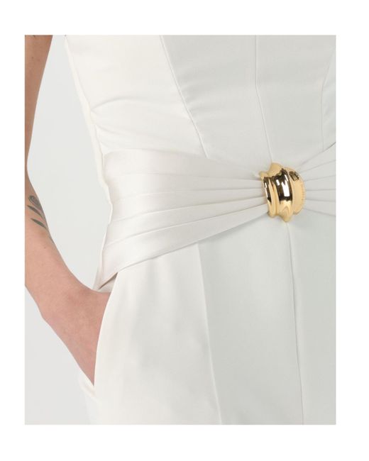 Elisabetta Franchi White Flowing Macro Bow Crêpe Jumpsuit