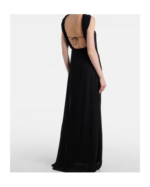 Christopher Esber Black Reverse Draped Silk Gown