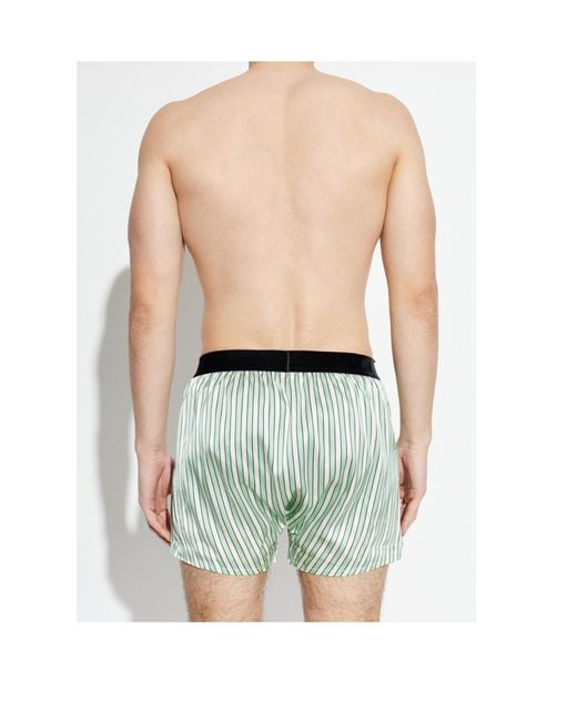 Tom Ford Green Striped Logo-Waistband Boxers for men