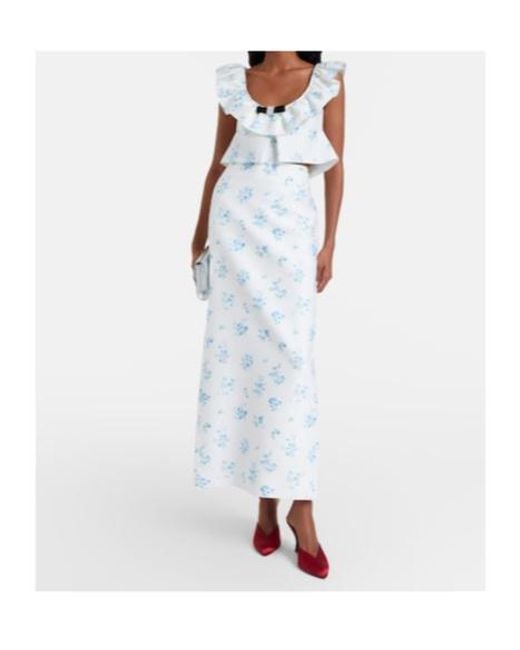 ShuShu/Tong White Floral Cotton And Silk Slip Skirt