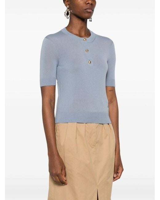 Céline Blue Triomphe Crew Neck Sweater