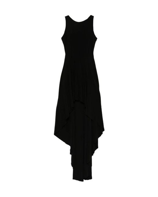 Norma Kamali Black Asymmetric Pleated Mini Dress