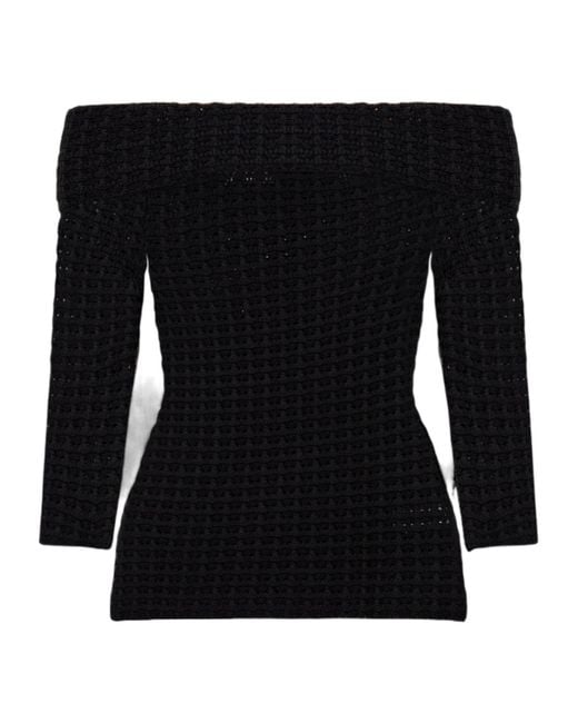 Isabel Marant Black Off-Shoulder Knitted Top