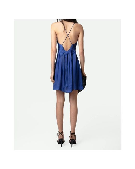 Zadig & Voltaire Blue Rayonna Satin Mini Dress