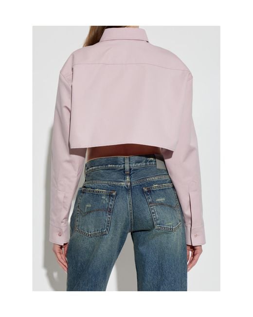 Balenciaga Pink Cropped Poplin Shirt