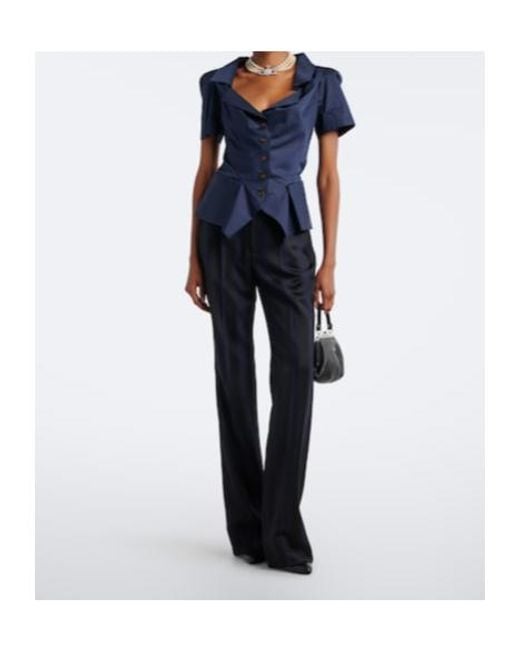 Vivienne Westwood Black Ray Striped Virgin Wool Flared Pants