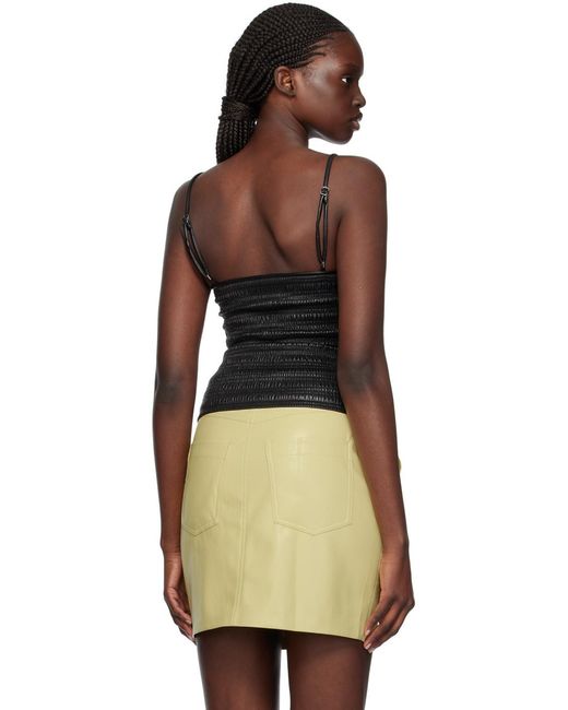 Nanushka Black Ruched Square-Neck Top