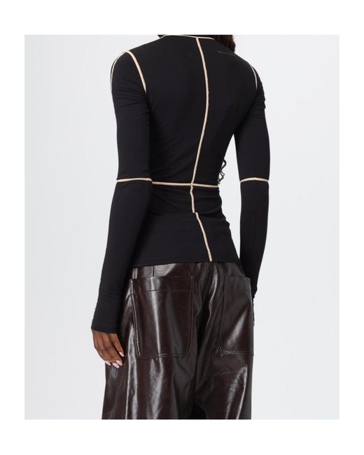 MM6 by Maison Margiela Black Contrast Stitch Knitted Jumper