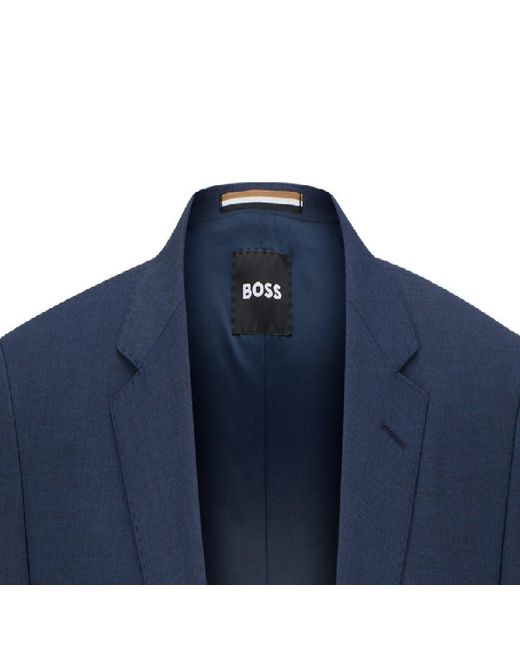 Boss Blue Single-Breasted Suit Jacket for men
