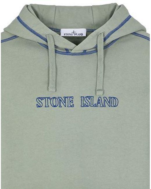 Stone Island Green Logo-Embroidered Cotton Hoodie for men