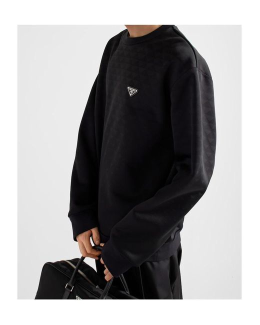 Prada Black Technical Fabric Sweatshirt for men