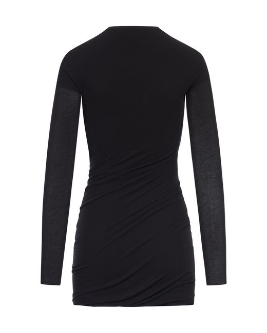 Jil Sander Black Long-Sleeve Gathered Mini Dress