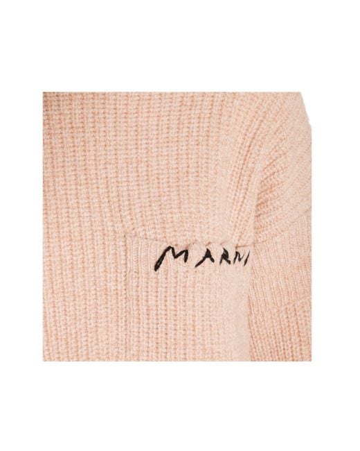 Marni Pink Logo Embroidered Knitted Jumper