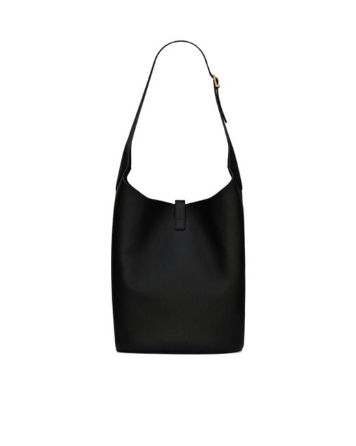 Saint Laurent Black Le 5 À 7 Logo Plaque Shoulder Bag
