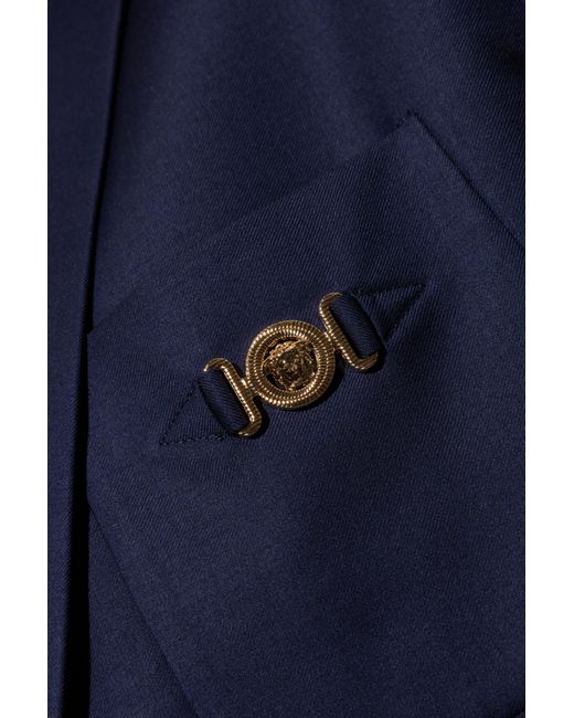 Versace Blue Single-Breasted Tailored Blazer for men