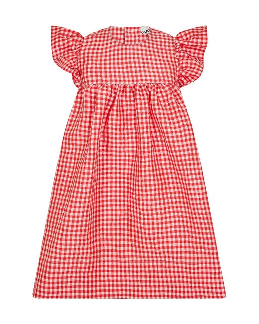 Ganni Red Ruffled Mini Dress