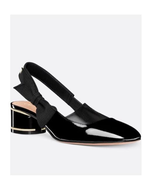 Dior Black Christian Bow Detailed Slingback Pumps