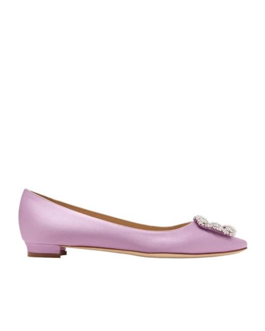 Manolo Blahnik Pink Slip-On Flat Shoes
