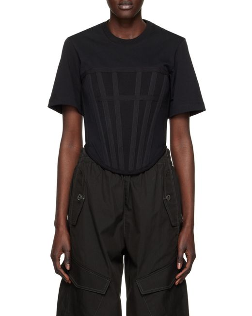 Dion Lee Black Corset Organic Cotton T-Shirt for men